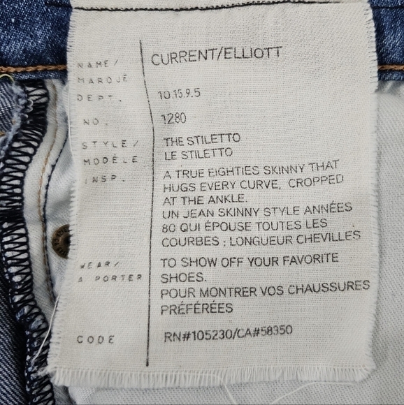 Current/Elliott  "The Stiletto" Light Wash Size 28  Cropped At Ankle - Picture 6 of 10